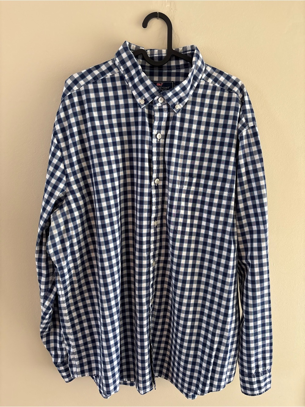 Vineyard Vines Navy and White Gingham Button-Down Shirt